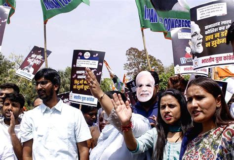 Indian Youth Congress Workers Take Part In A Protest Against The Fresh