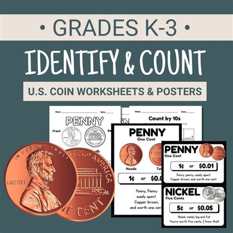 Counting and Identifying US Coins Worksheets for Kindergarten ...