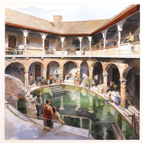 Premium AI Image | Roman bathhouse with people enjoying various