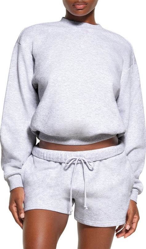 Skims Cotton Blend Fleece Crewneck Sweatshirt Nordstrom Crew Neck