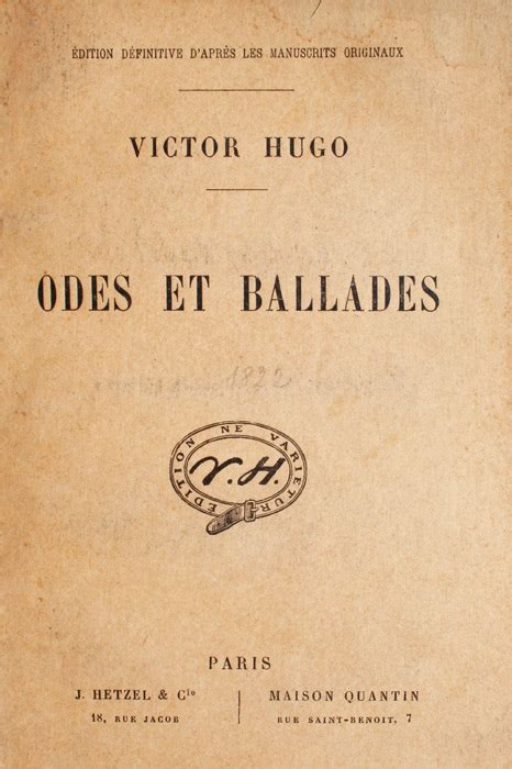 Odes Et Ballades Edition Definitive De Victor Hugo