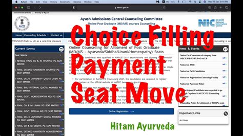 Aaccc Counselling Choice Filling For Pg Md Ms Ayurveda Siddha