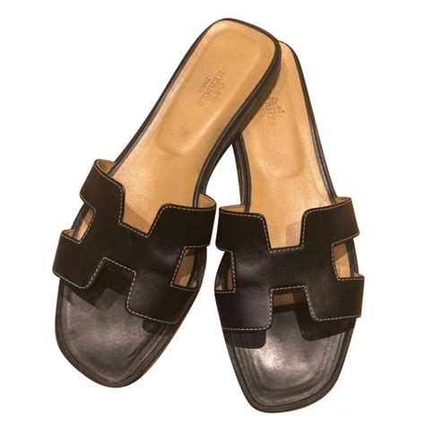 Hermes Sandals Oran Black