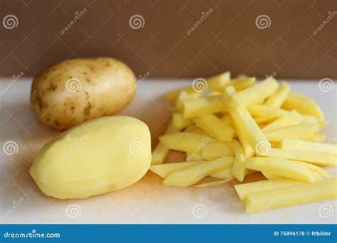 Fresh Raw Potatoes And French Fries Stock Photo Image Of Root