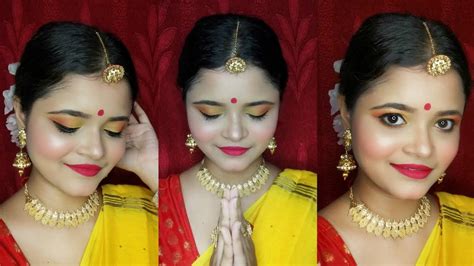 Durga Puja Astomi Makeup Traditional Bengali Look YouTube