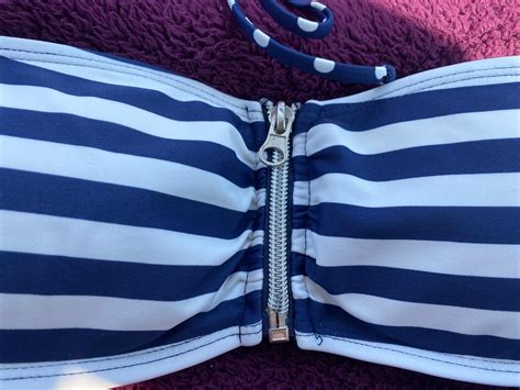 Apollo Small Blue White Polka Dot Bikini Top Double Gem