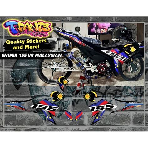 Yamaha Sniper 155 V3 Malaysian Flag Sticker Decals Shopee Philippines