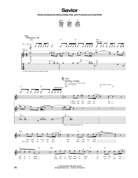 Savior Par Red Hot Chili Peppers Partitions Pour Tablature Guitare Sur Sheet Music Direct