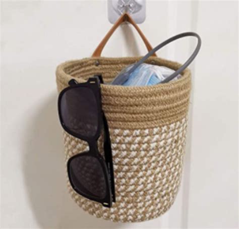 Wall Hanging Organizer Storage Baskets Set Of Small Jute Etsy