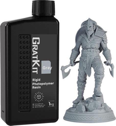 Жёсткая фотополимерная смола Gratkit 8k для 3Д-принтера 1kg Серый ...