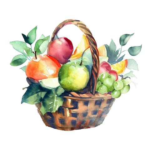 Premium AI Image | Fruit Basket Watercolor Clipart