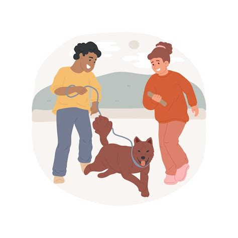 Premium Vector Dog Walk Isolated Cartoon Vector Illustration