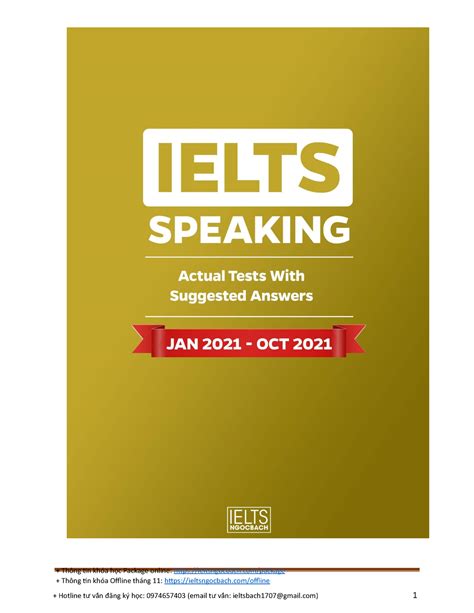 Ielts Speaking Recent Actual Tests With Suggested Answers By Ngoc Bach