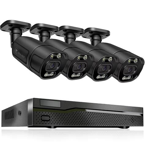 4pcs 5MP Audio POE ColorVu 8CH NVR Security Camera System Two Way Audio ...