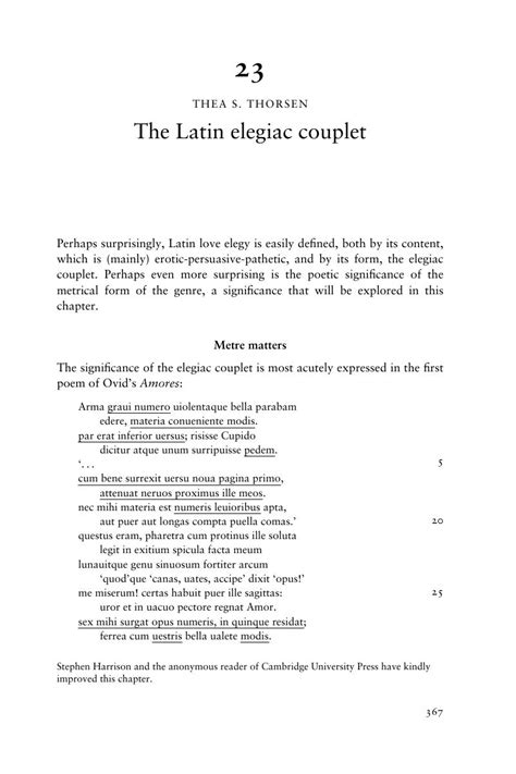 The Latin Elegiac Couplet Chapter 23 The Cambridge Companion To