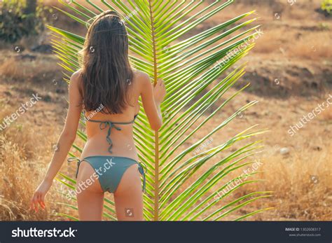 Portrait Beautiful Greeneyed Brunette Woman Bikini Stock Photo 1302608317 Shutterstock