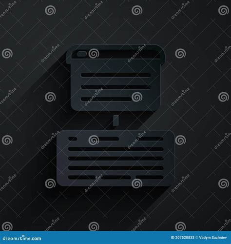 Paper Cut Server Data Web Hosting Icon Isolated On Black Background