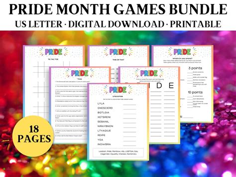 14 PRIDE Month Games Bundle Printable LGBTQ Pride Party Game Pride Flags Game Rainbow Gay