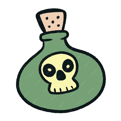 Бутылка с ядом, нарисованная вручную | Премиум векторы