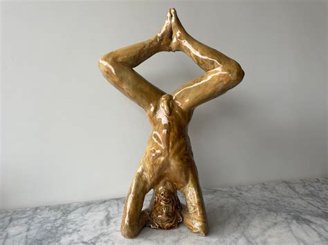 Yoga Art Headstand Sculpture Naked Man Sirshasana Mature Male Etsy