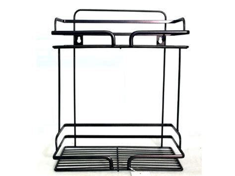 Метална етажерка за баня на две нива кафява