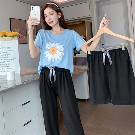 pcs set women pyjamas set cartoon pyjamas baju tidur wanita