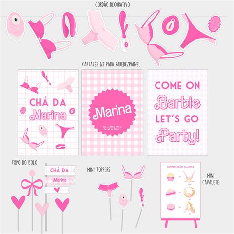 Kit Chá de Lingerie Despedida de Solteira Barbie Elo