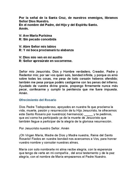 Rosario - Por la señal de la Santa Cruz, de nuestros enemigos, libramos
