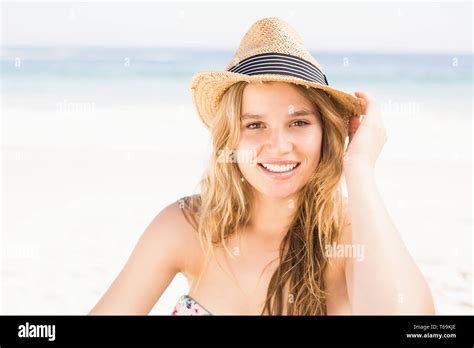 Blonde Woman In Bikini Sitting Hi Res Stock Photography And Images Alamy