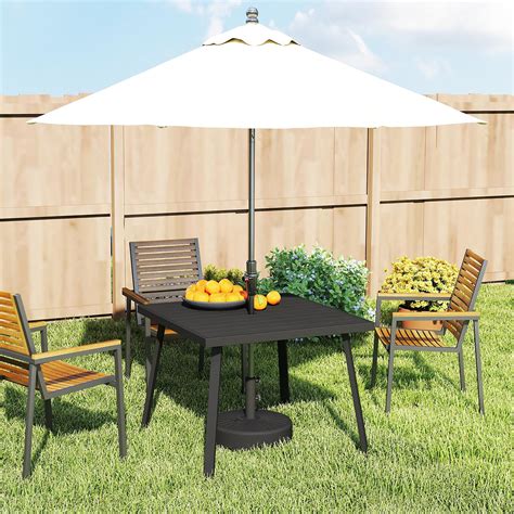 Latitude Run® Outdoor Dining Table With Umbrella Hole For Outside Patio
