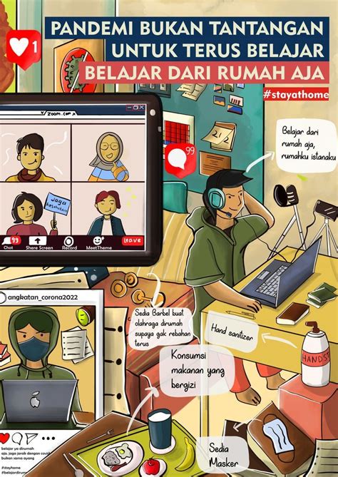 Poster Ilustrasi Pandemi Bukan Tantangan Untuk Terus Belajar Desain