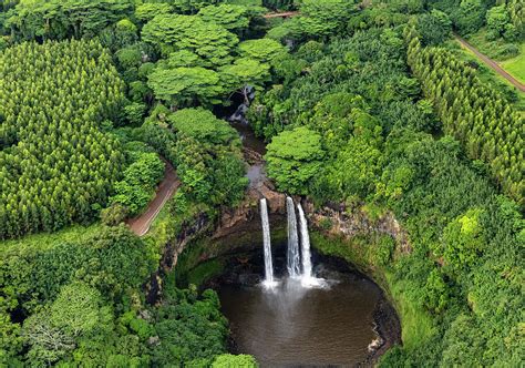 Aerial View Of Wailua Falls In Kauai Photograph by Chuck Haney | Pixels