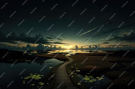 Premium Photo A Path In A Dark Swamp