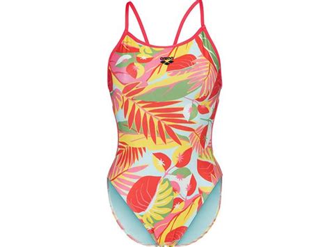 Arena Tropic Badeanzug Lace Back Fluo Red Multi