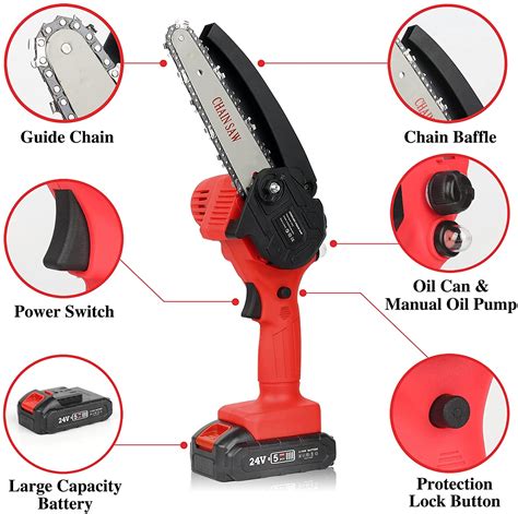 Power Tools 4 Inch6inch 21v Mini Electric Chain Saw With Battery Woo