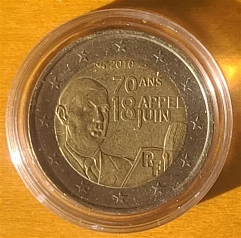 PIÈCE DE 2 euros rare 70 ans de l appel du 18 Juin 2010 EUR 28 00