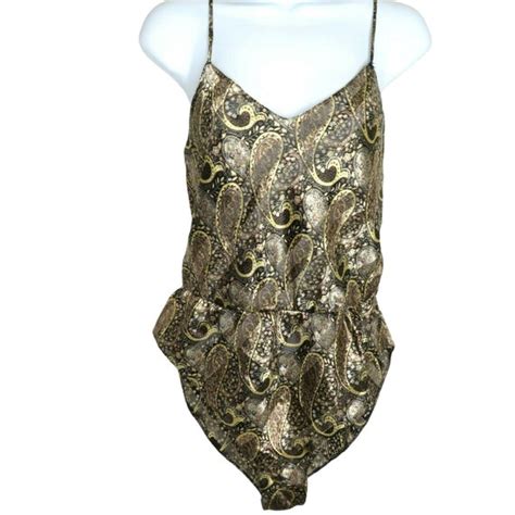Vintage Indulgence Lingerie One Piece Teddy S Brown P Gem