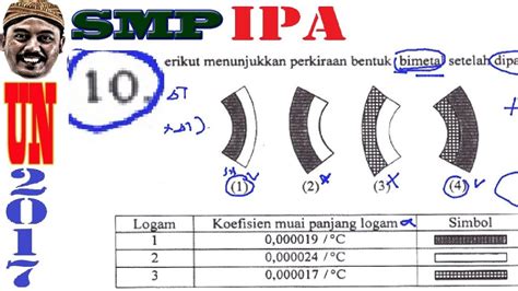 Un Smp 2017 Ipa Pembahasan No 10 Koefisien Muai Bimetal Youtube