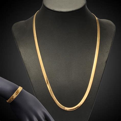 Купить Мода Мужчины Женщины 18K Позолоченный Змея Цепь Колье Ожерелье ...