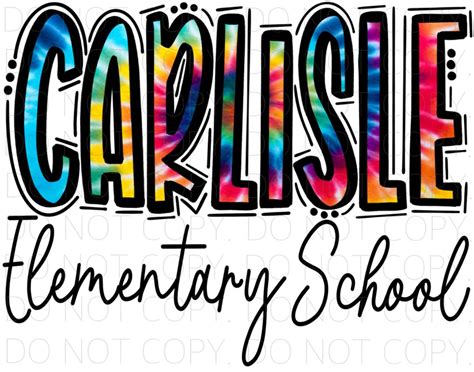 Carlisle Elementary School Doodle Letters Tiedye Sublimation Png