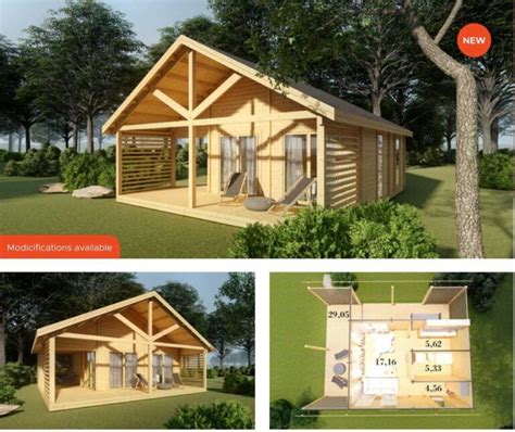 Timber Cabins Drvena Kuća Model Genoa 36 M2 29 M2 Terasa