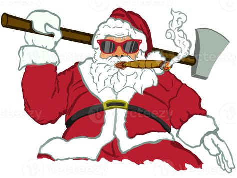 Santa Claus The Punisher Carrying Axe And Smoking Cigar Illustration