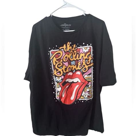Shirts Mensthe Rolling Stones Tongue Out Hot Lips Black Tshirt Size
