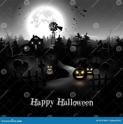 Scary Graveyard - Halloween White Background, Hand Drawn Sketch Vector Illustration ...