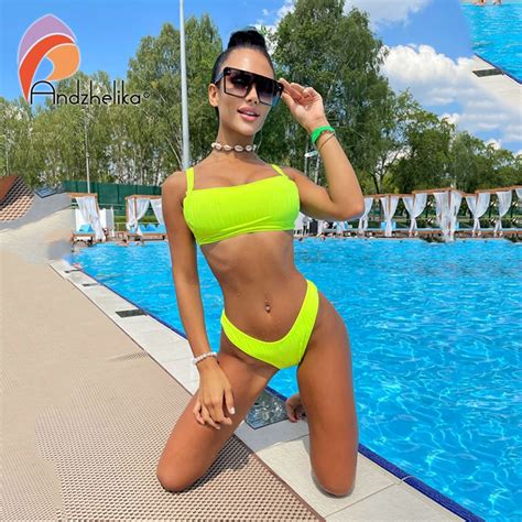 Jual Preorder Andzhelika Push Up Tankini Bikini Set Sexy Brazilian Bikini High Cut Thong