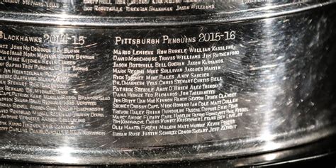 Latest Engraving On The Stanley Cup Pittsburgh Penguins Pittsburgh