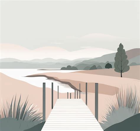 Premium Photo | Minimalist desktop wallpaper featuring a serene nature