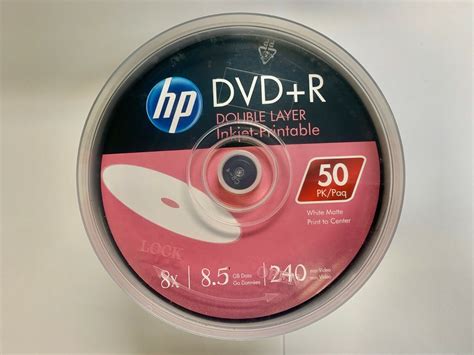 Hp Dvd R X Gb Min Double Layer Inkjet Printable Discs White