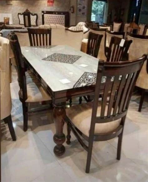 6 Seater Marble Top Wooden Dining Table Set At Rs 80000set Wooden Dining Table Set In