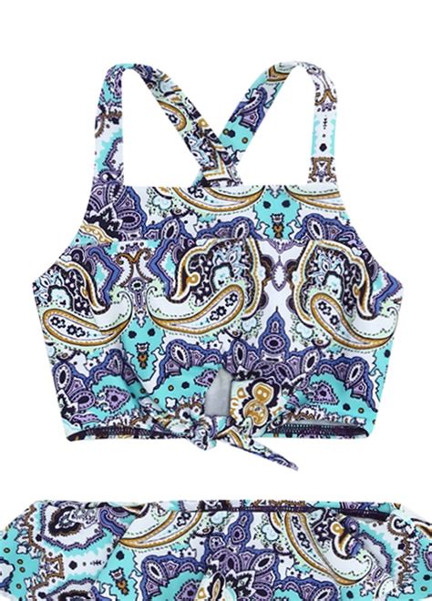 Beymen Seafolly Mavi Al Desenli Fiyonk Detayl K Z Ocuk Bikini